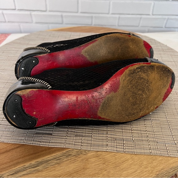 Christian Louboutin Black Patent Leather and Mesh Spike Ballet Flats Size 38 - Picture 11 of 11